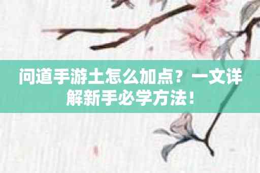 问道手游土怎么加点？一文详解新手必学方法！