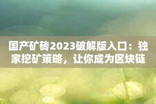 国产矿砖2023破解版入口：独家挖矿策略，让你成为区块链时代的赢家！