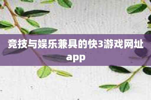 竞技与娱乐兼具的快3游戏网址app