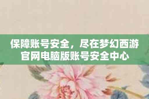 保障账号安全，尽在梦幻西游官网电脑版账号安全中心