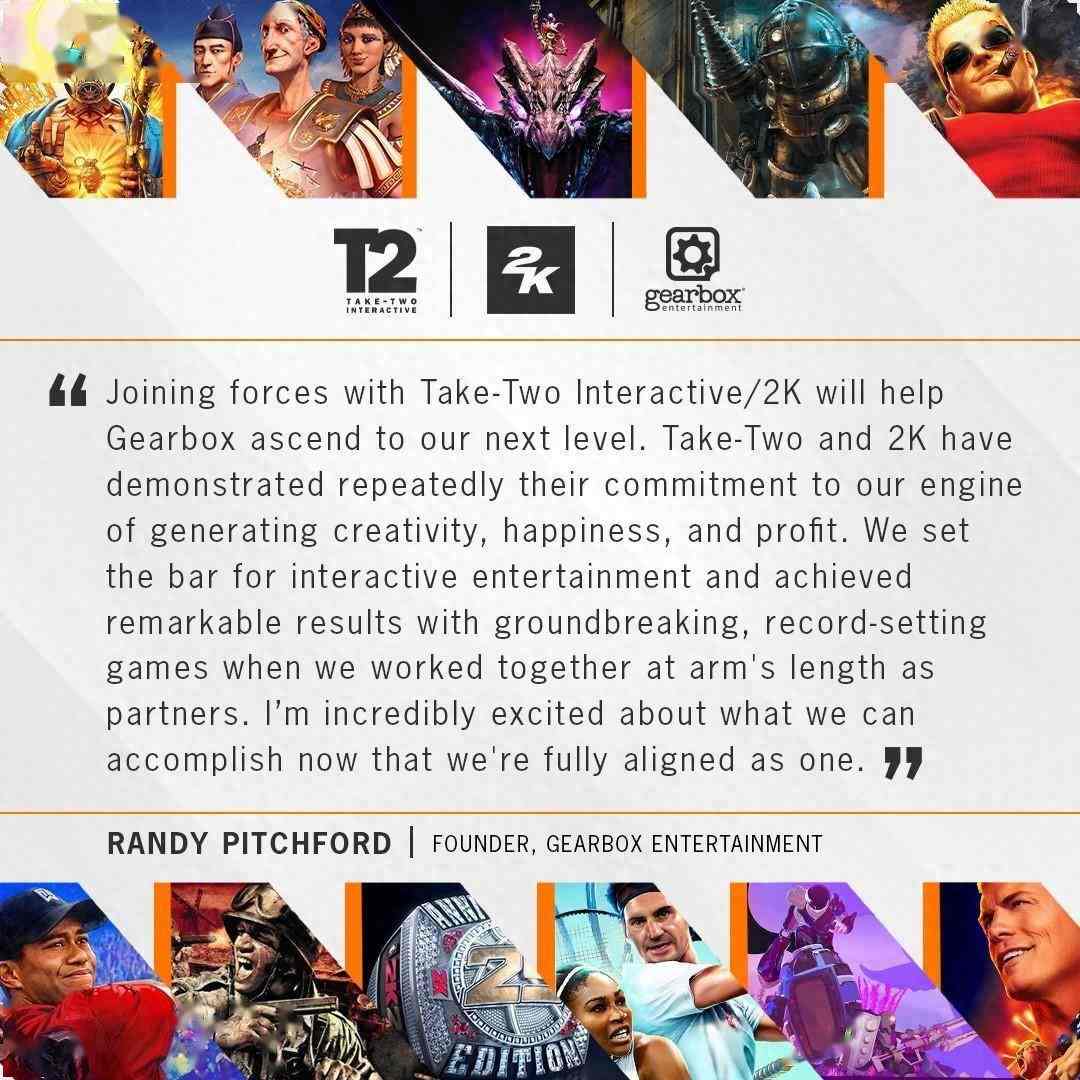 T2宣布以4.6亿美元收购Gearbox《无主之地》新作开发中